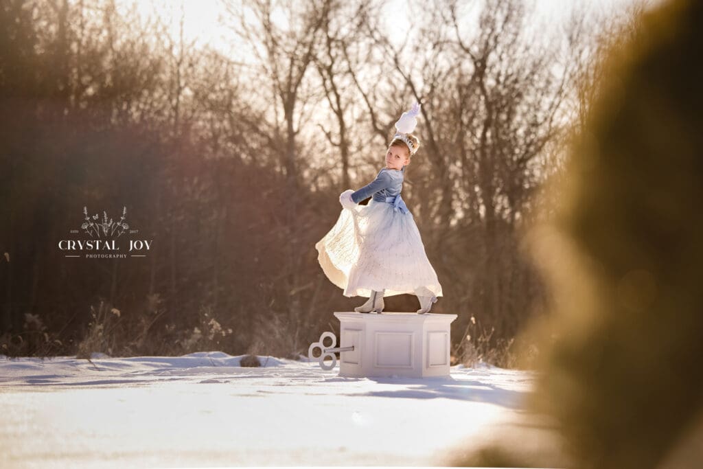 snow frozen sunset photoshoot