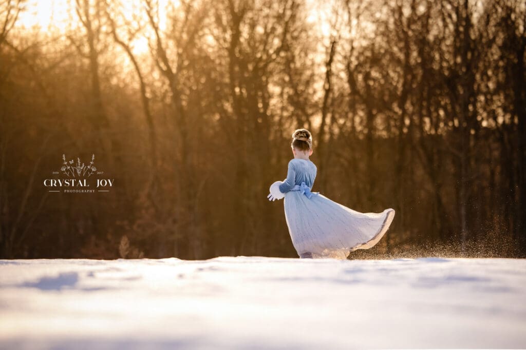 snow frozen sunset photoshoot