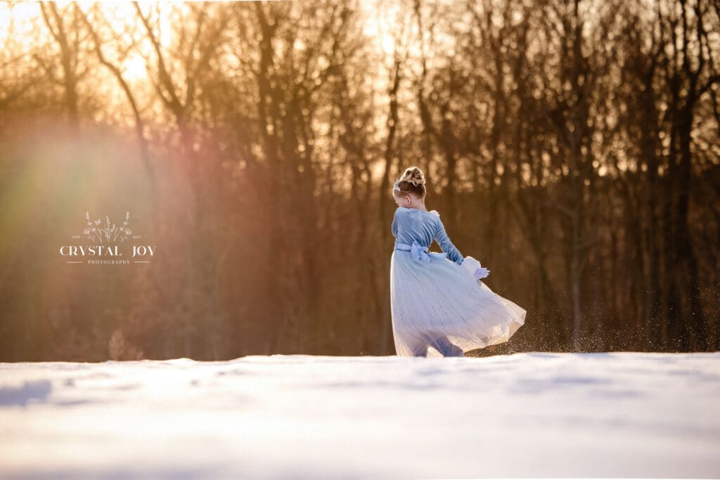 snow frozen sunset photoshoot