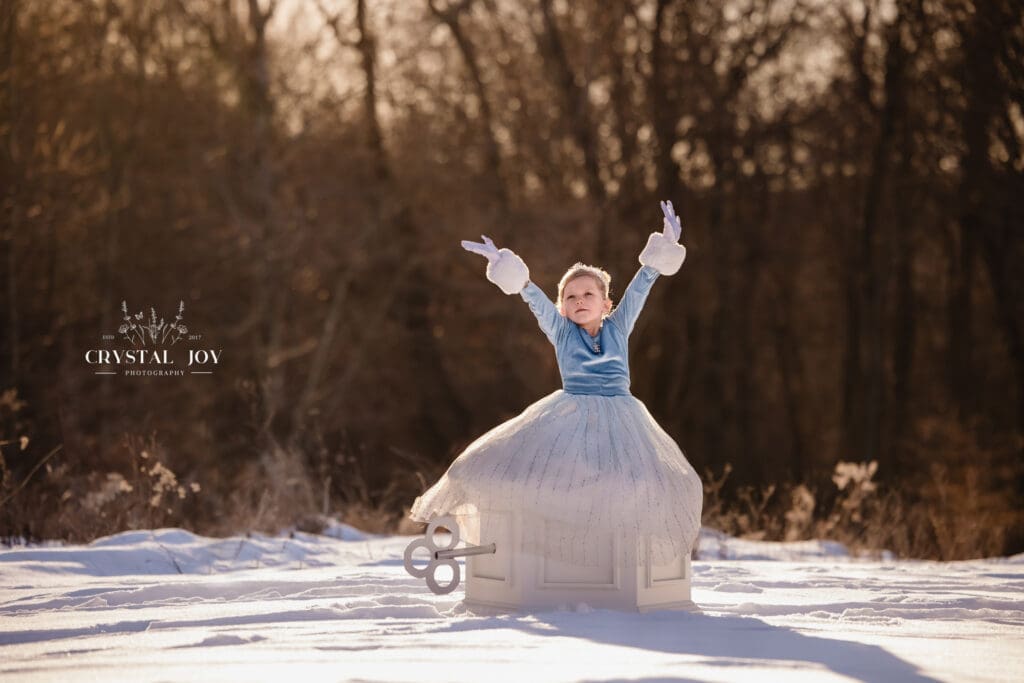 snow frozen sunset photoshoot