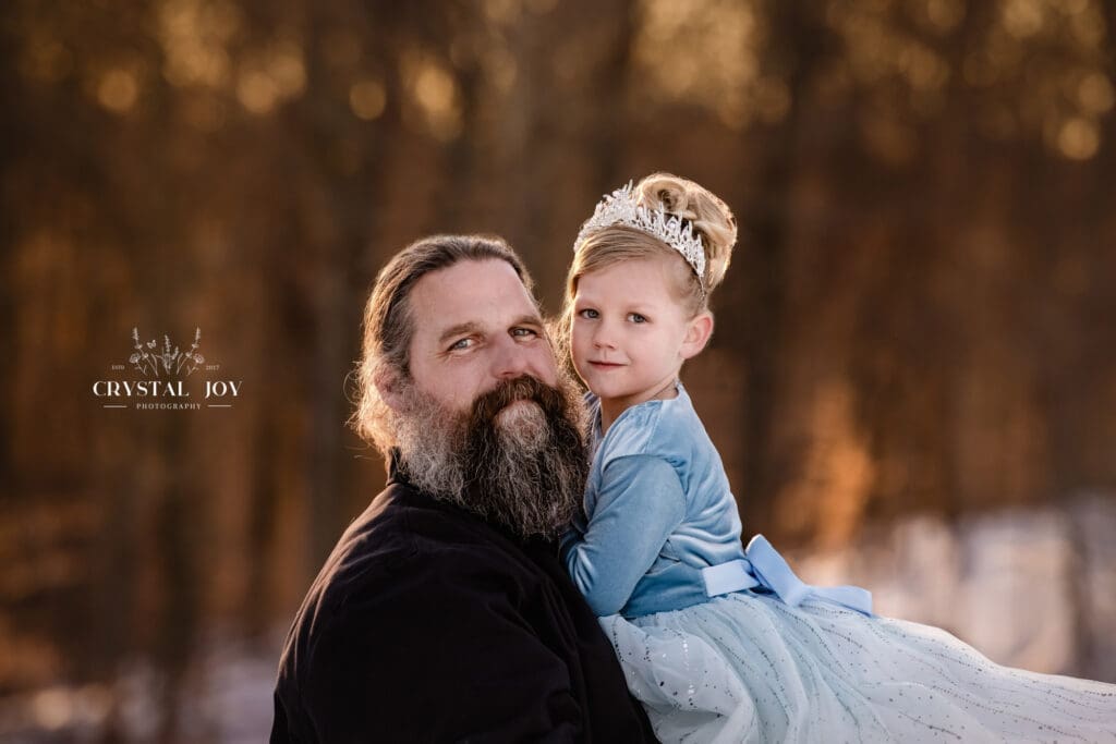 snow frozen sunset with dad