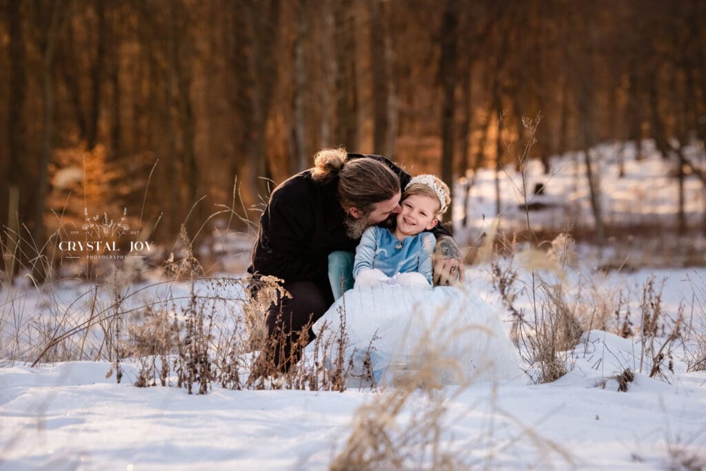 snow frozen sunset with dad