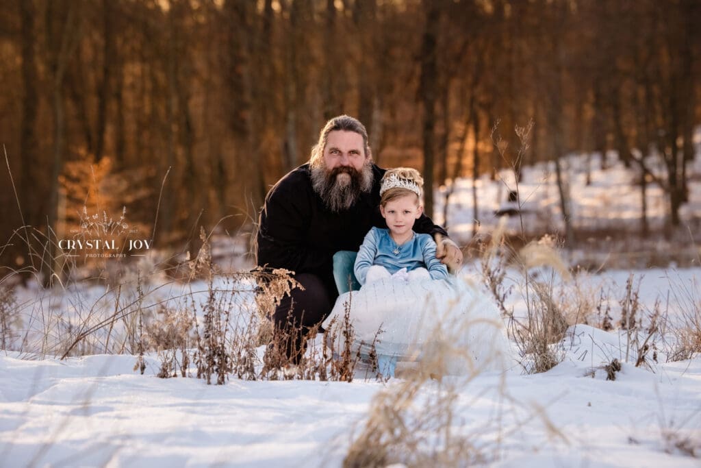 snow frozen sunset with dad