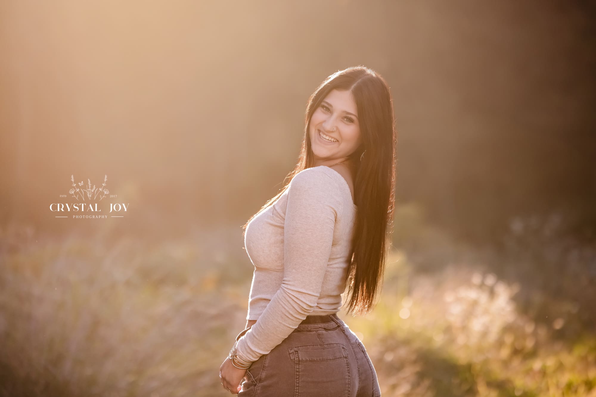 senior girl in golden light